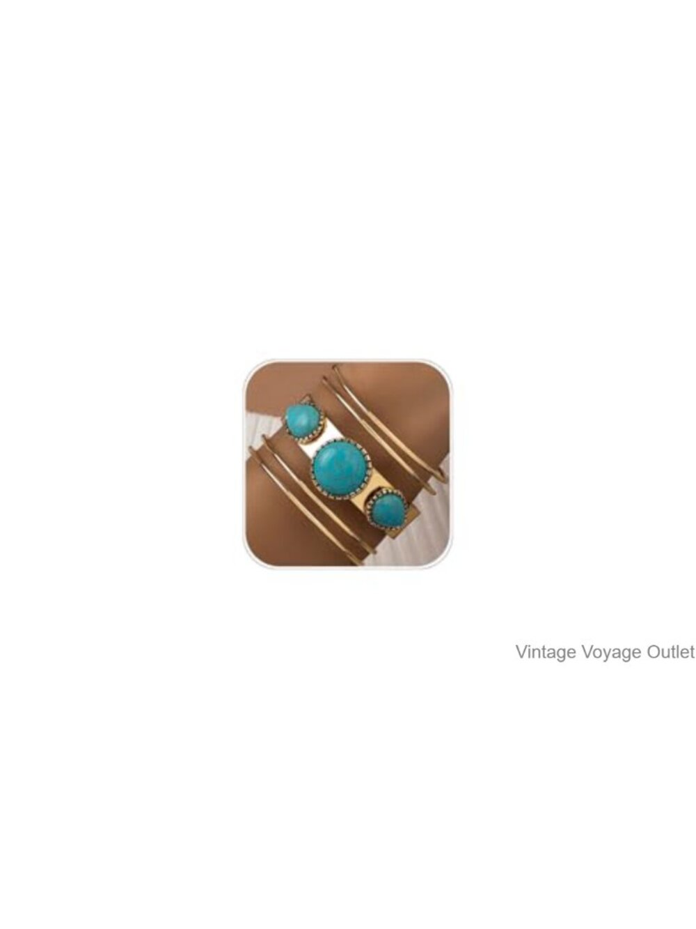 Western Cuff Bracelet Gold-Toned Turquoise Stone Boho Cowgirl Jewelry